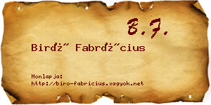 Biró Fabrícius névjegykártya